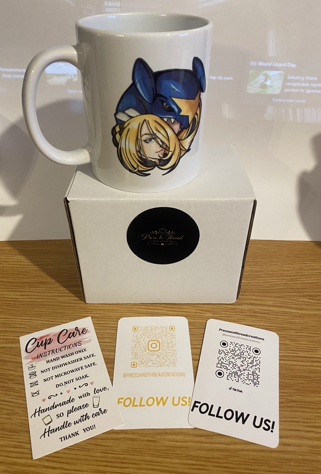 Personalised mugs and gift packaging